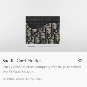 Dior Black and Beige Saddle Card Holder